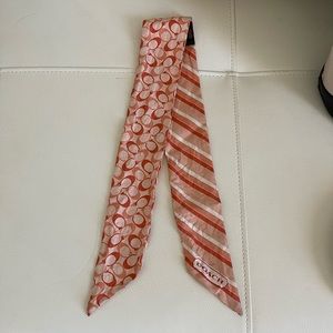 Coach Orange Signature Ponytail Scarf 100% Silk